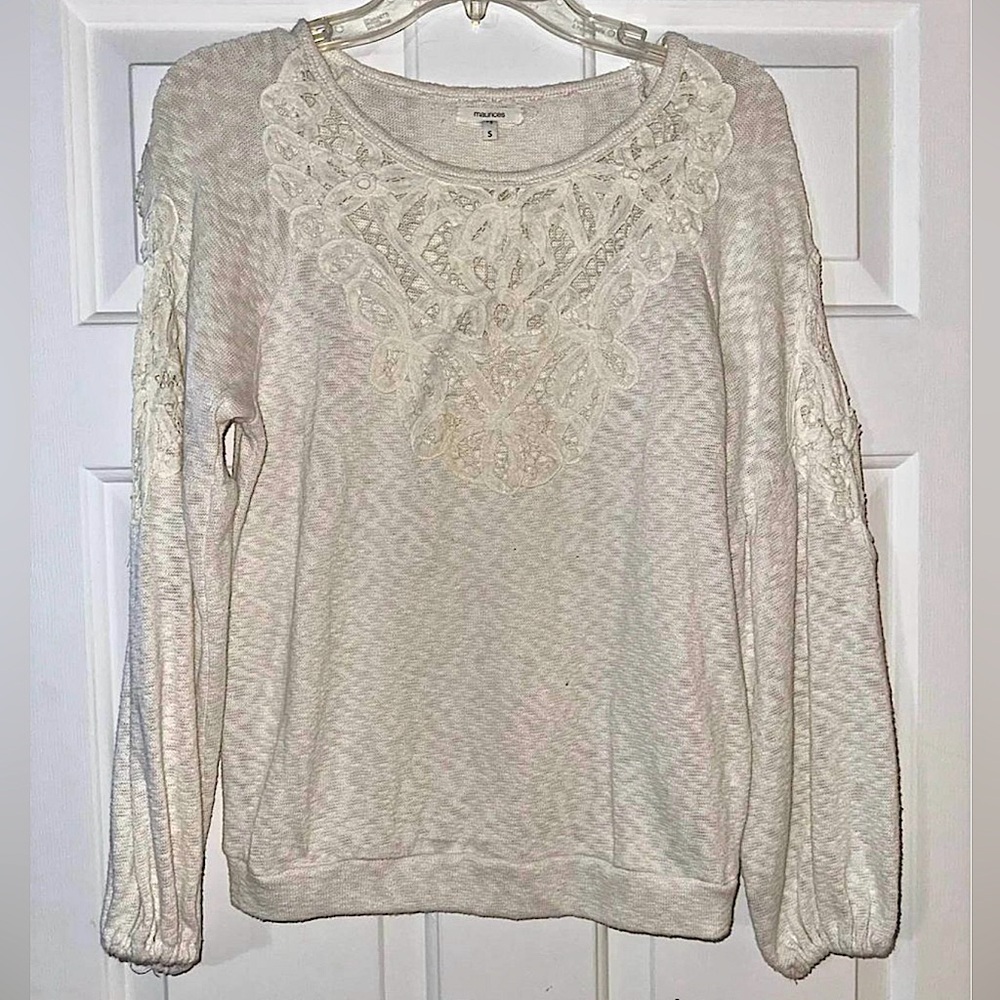 Maurice’s Soft Crochet Knit Cream Sweater